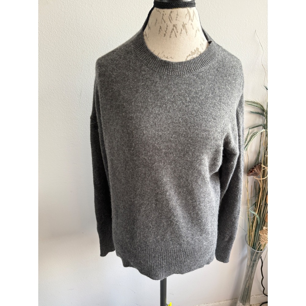 Theory Karenia L Cashmere Sweater Womens Small Charcoal Grey Crew Neck I0718706